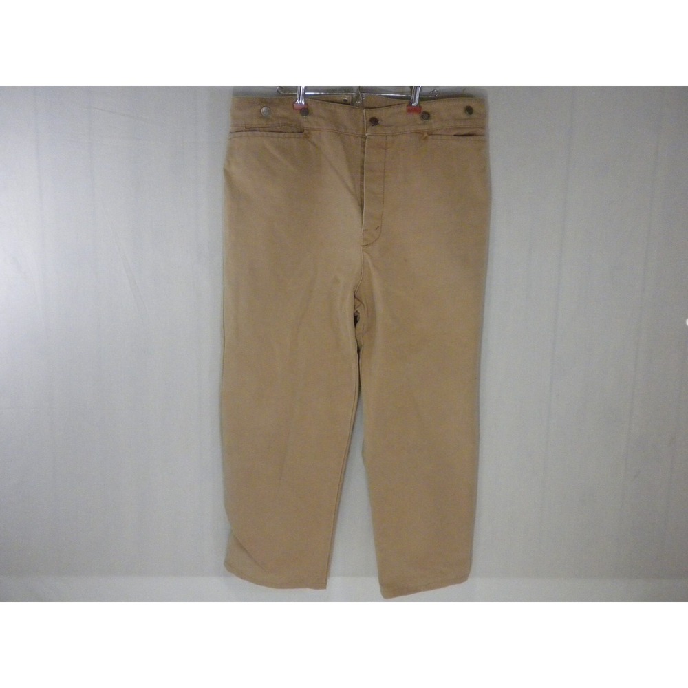 Vtg Wah Maker Frontier Jeans 40x26 Brown Buckle Back Button Fly‎ Canvas USA